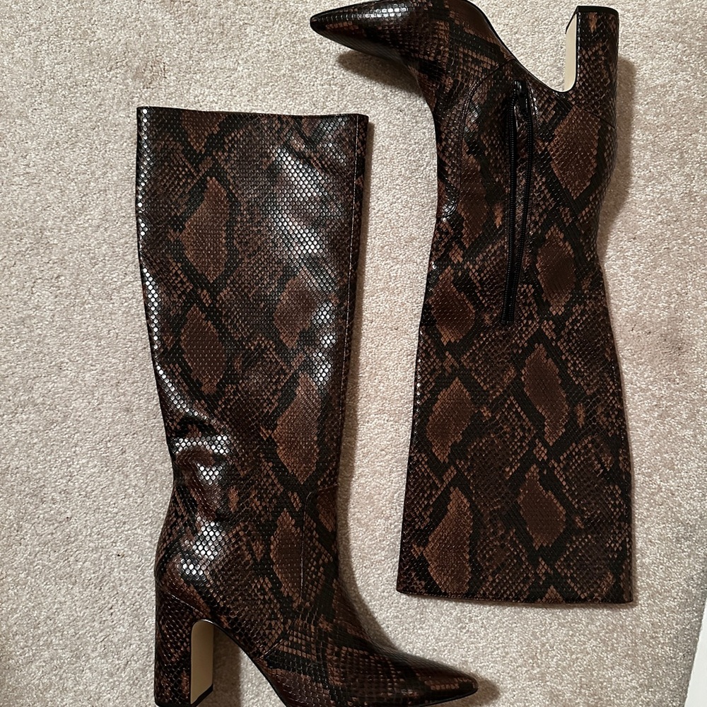 Steve MaddBrown Snakeskin Knee-High Boots